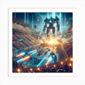 Stadium Full Of Robots Art Print