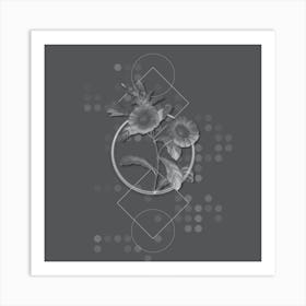 Vintage Field Bindweed Botanical with Line Motif and Dot Pattern in Ghost Gray n.0008 Art Print