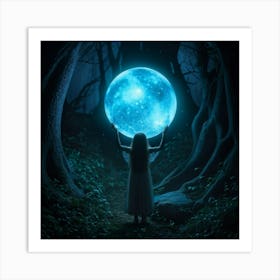 Orb Glowing Enchantingly Center Frame Surrounded By The Abyss Of A Moonless Night Sky Evoking A F Art Print