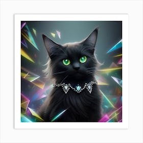 Black Cat With Green Eyes 1 Art Print