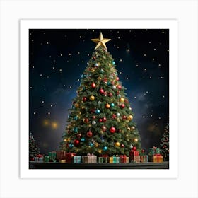 An Ultra Realistic Portrayal Of A Cheerfully Adorned Three Dimensional Pine Tree Its Evergreen Leav (1) 2 Art Print