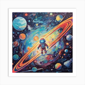 Astronaut Illustration Kids Room 2 Art Print