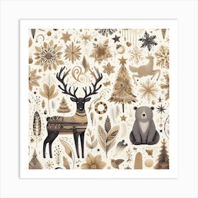 Christmas Deer Art Print