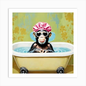 Chimp In The Bath Art Print