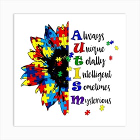 Autism Awareness Sublimation Sunflower Art Print