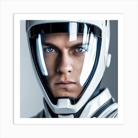 3d Dslr Photography, Model Shot, Man In Future Wearing Futuristic Suit, Digital Helmet Beautiful Detailed Eyes, Professional Award Winning Portrait Photography, Zeiss 150mm F 2 3 Art Print