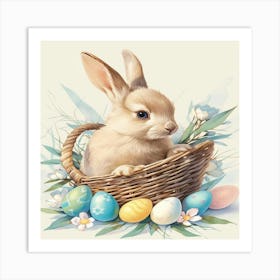 Easter Bunny In Basket Art Print