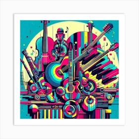 Abstract collage of musical instruments Art Print