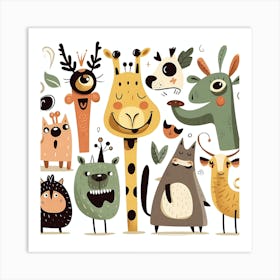 Cartoon Animals Art Print