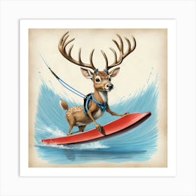 Deer Surfing 2 Art Print