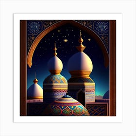 Islamic Mosque At Night Art Print