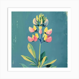 Bluebonnet 1 Square Flower Illustration Art Print