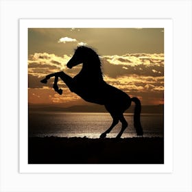Silhouette Of A Horse Art Print