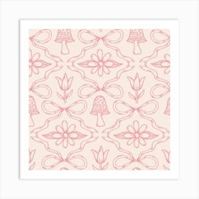 Spring Toile Print In Pink Art Print