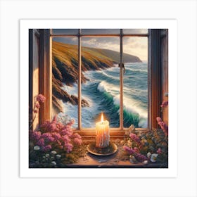 Candle and Waves  Art Print