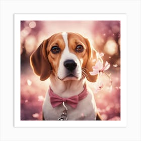 Beagle In Pink Art Print