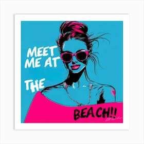 Beach Quotes Hot Pink - At The Beach Art Print