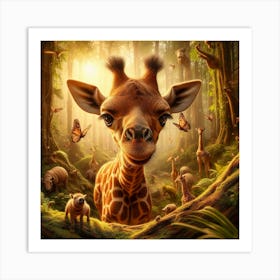 Giraffe In The Forest Art Print