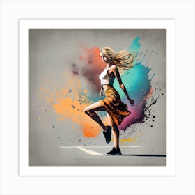 Dancer With Colorful Splashes 5 Art Print