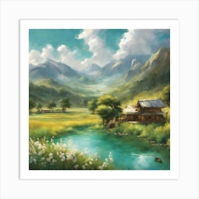 Asian Landscape Painting Art Print