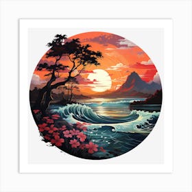 Sunset In Hawaii Art Print