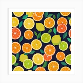 Oranges And Lemons Seamless Pattern Art Print