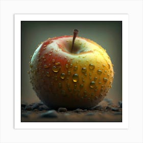 Apple With Water Droplets Art Print