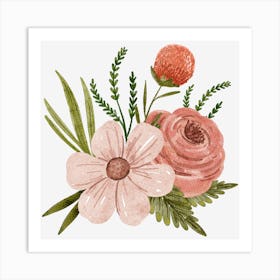 Blooming Beautiful Watercolor Flowers Art Print