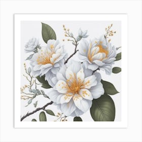 White Flowers myluckycharm3 Art Print