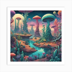 Psychedelic Landscape art print 1 Art Print