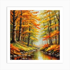 Forest In Autumn In Minimalist Style Square Composition 27 Art Print