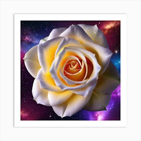 White Rose In Space Art Print