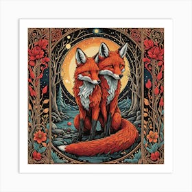 Red Foxes Art Print