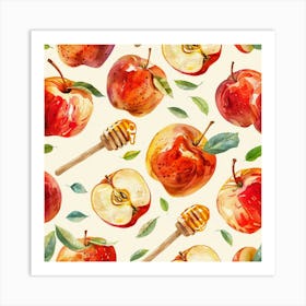 Watercolor Apple Pattern Art Print