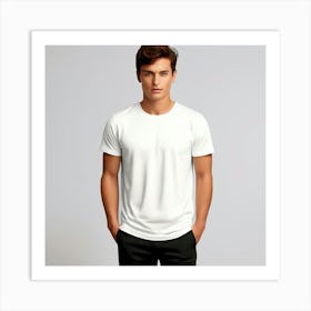 Mock Up Tshirt Blank Plain Cotton Unprinted Simple Minimalist Canvas Customizable Basic (2) Art Print