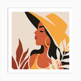 Woman In Yellow Hat - Adorned Art Print Art Print