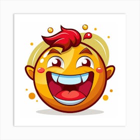 Yellow Emoji Smiley Face With Big Smile 3 Art Print