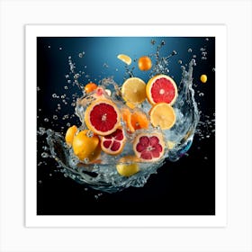 Fruit Splashing In Water Art Print