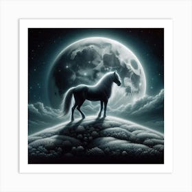 Horse In The Moonlight 32 Art Print