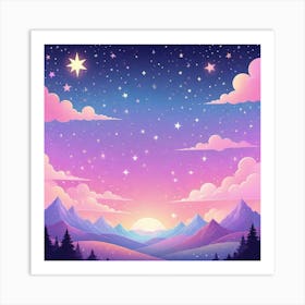 Sky With Twinkling Stars In Pastel Colors Square Composition 56 Art Print
