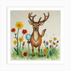 Deer In The Woods 85 Art Print