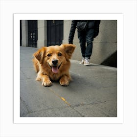 Dog Laying On The Sidewalk 1 Art Print