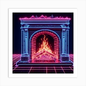 Neon Fireplace 8 Art Print