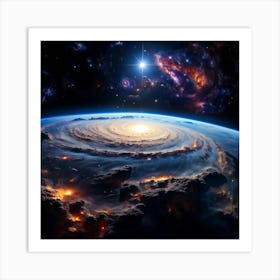 The Cosmic Panorama Viewed From The Viewing Port Of The International Space Station A Spiral Galaxy Art Print