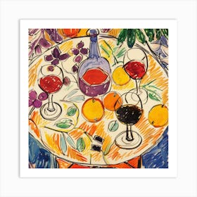 Wine With Friends Matisse Style 1 Art Print