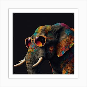 Elephant With Sunglasses Art Print