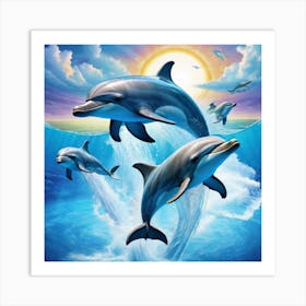 Dolphins In The Sea 1 Art Print