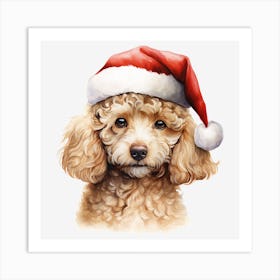 Poodle In Santa Hat 7 Art Print