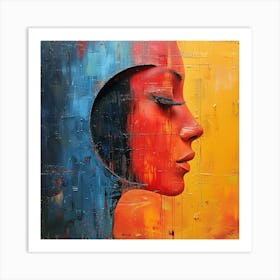 Portrait Of A Woman with red face - abstract art, abstract painting  city wall art, colorful wall art, home decor, minimal art, modern wall art, wall art, wall decoration, wall print colourful wall art, decor wall art, digital art, digital art download, interior wall art, downloadable art, eclectic wall, fantasy wall art, home decoration, home decor wall, printable art, printable wall art, wall art prints, artistic expression, contemporary, modern art print, Art Print