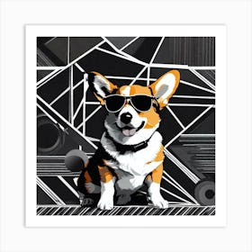 Corgi In Sunglasses 52 Art Print